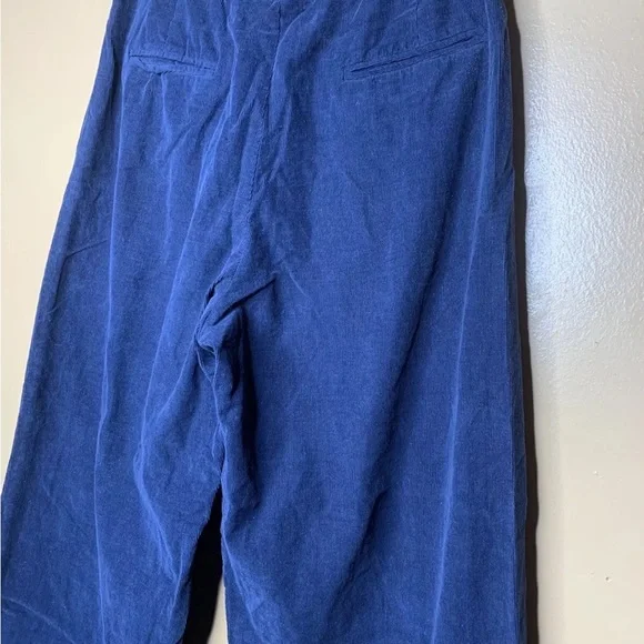 Christine Alcalay Blue Corduroy Straight Leg Ankle Length Pants